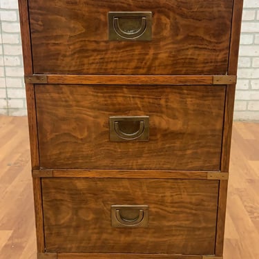 Vintage Mid Century Modern Campaign Style Lift Top 3 Drawer Executive File Chest by Drexel