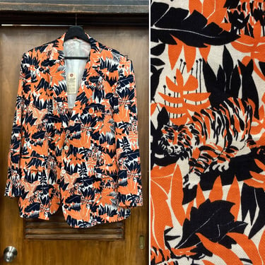 Vintage 1960’s Jungle Tiger Lilly Pulitzer Blazer Sport Coat, 60’s Animal Print, 60’s Tropical Pattern, Vintage Clothing 