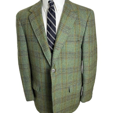 Vintage 1960s/1970s WOOL TWEED Sack Sport Coat ~ size 42 R ~ 3 Roll 2 ~ jacket / blazer ~ Preppy / Ivy Style / Trad ~ Glen Plaid 