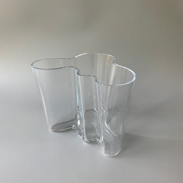 Large Alvar Aalto Clear Savoy Glass Vase 