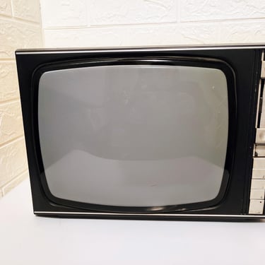 Vintage Portable Ingelen TV /Old Ingelen Weltblick Electronic TV/ Retro Television Set/ White Tv/ Black And White Tv/Working Condition/ 70s 