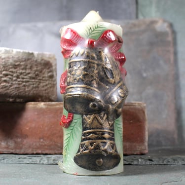 Sculpted Bell Candle for Christmas | Vintage Christmas Candle for the Holidays circa 1960s | Bixley Shop 