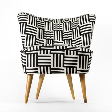 Completely restored Black and White cocktail chair from 1970's 