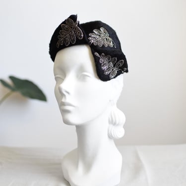 1930s Helen Liebert Black Fitted Hat 