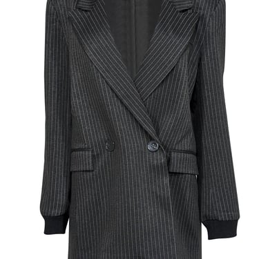 Carbon38 - Grey Pin Stripe Oversized Blazer w/ Ribbed Cuffs Sz M