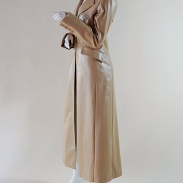 1990s Future Ozbek full length jacket - vintage designer long coat, single-breasted with high slit 