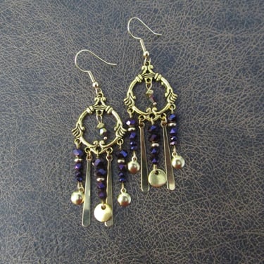 Gold chandelier and purple hematite earrings 