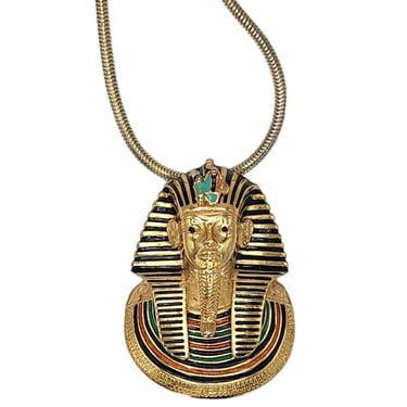 Vintage 60s King Tut Pendant Egyptian Necklace Eisenberg 