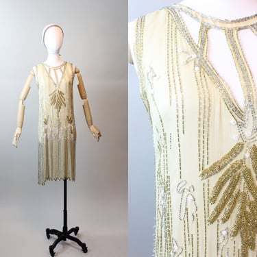 1920s SILK BEADED flapper dress small | new spring 
