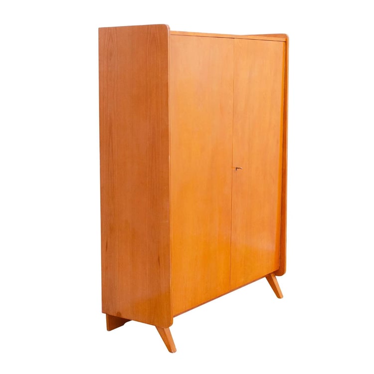 Elegant beechwood wardrobe by František Jirák for Tatra nábytok, 1960s 