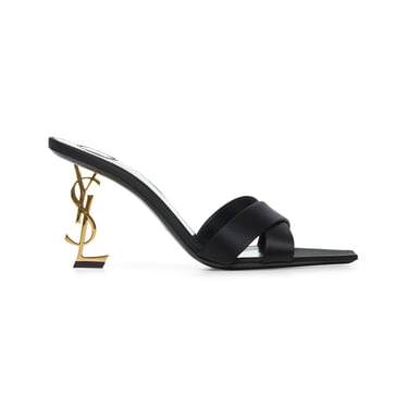 Saint Laurent Women Black Crêpe Satin Opyum Mules