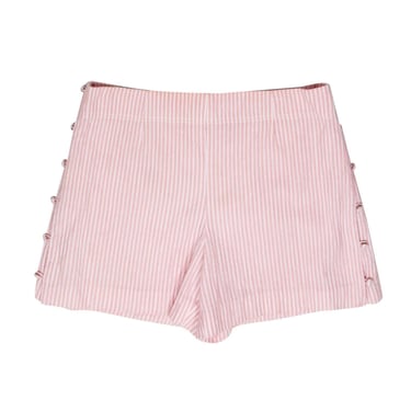 Club Monaco - Light Pink &amp; White Striped Shorts w/ Side Buttons Sz 6