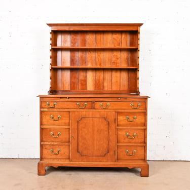 L. & J. G. Stickley Georgian Solid Cherry Wood Sideboard Buffet With Hutch Top, 1955