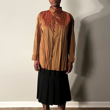 Issey Miyake Iridescent Loose Pleat Button Up 