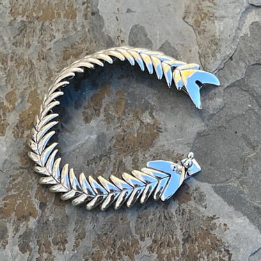 D'Molina ~ Vintage Mexican Sterling Silver Articulated Fish Bone Bracelet 