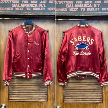 Vintage 1950’s Original “Sabers” Satin Hot Rod Car Club Rockabilly Jacket, Reversible, 50’s Vintage Clothing 
