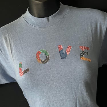 vintage LOVE t-shirt 1970s super soft novelty tee Jockey Bo Sun single stitch small 