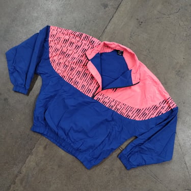 XL 90s Club Sportswear Surfin Nylon Jacket Blue Pink 1990s 1980s XLarge California Outdoors Layering Fall Autumn Color Blocn 