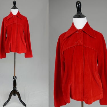 40s 50s Red Jacket - Wide Wale Corduroy - Majestic - Vintage 1940s 1950s - M 