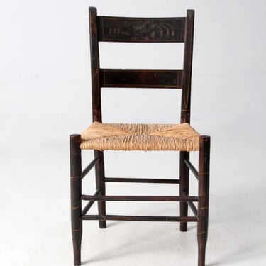 antique rush seat ladder back chair 