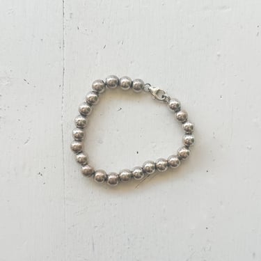 1980s Sterling Silver Beaded Chain Bracelet 