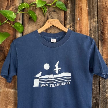 Vintage early 60s 70s San Francisco Bay Simple Graphic Combed Cotton T Shirt Size M 