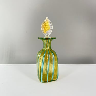 Vintage Venetian Murano Glass Latticino Perfume Bottle With Dabber 