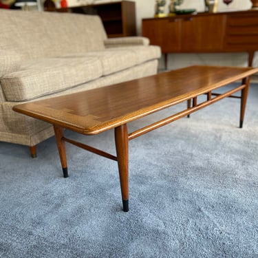 Mid Century Walnut Lane Acclaim Coffee Table and End Tables Designed by Andre Bus