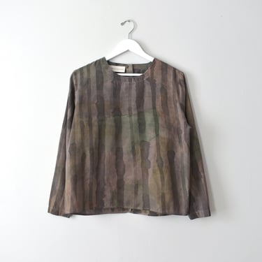 hand painted silk shirt, eco dyed reworked vintage top 