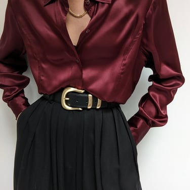 Vintage Merlot Silk Blouse