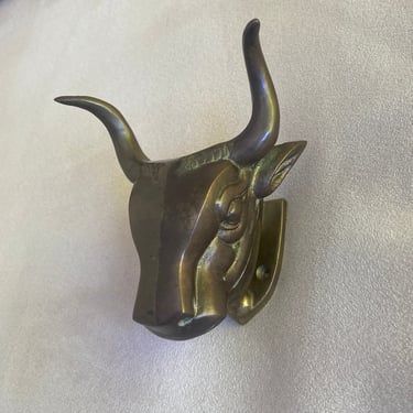 Brass Bull Door Knocker | rustic western home accents | vintage decor 