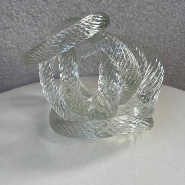 Vintage abstract modern clear textured glass ball snake style size 6” x 6” 