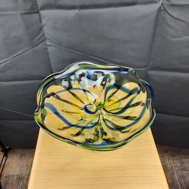 Vintage Bowl In Murano Style, Hand Made, Large Bowl, Murano, '70 s, Artwork, Glass Art, Candy Bowl, Mid Century Glass Bowl 