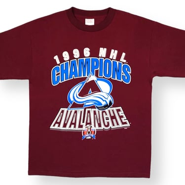 Vintage 1996 Colorado Avalanche Stanley Cup Champions Big Print NHL Graphic T-Shirt Size Large/XL 