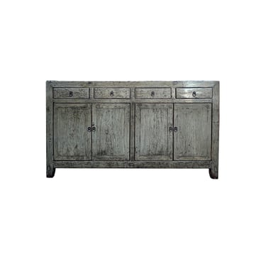 Chinese Oriental Distressed Gray Credenza Sideboard Buffet Table Cabinet ws4377E 