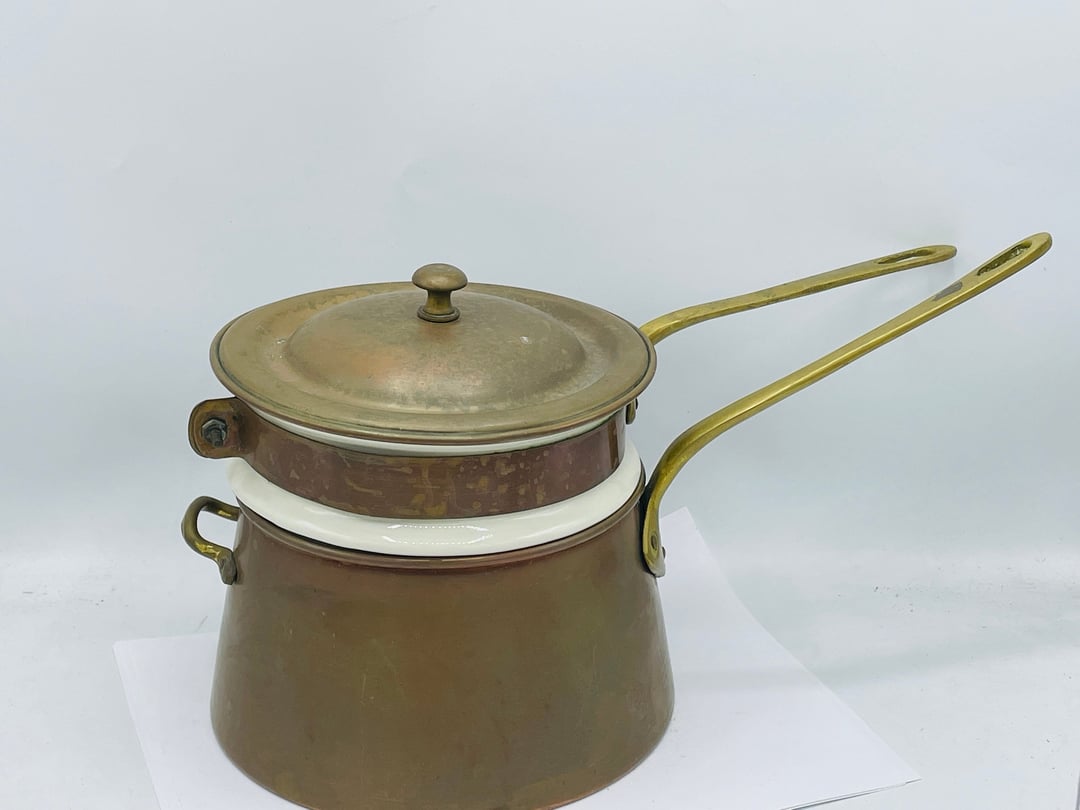 Vintage 1900 French Copper Double Boiler