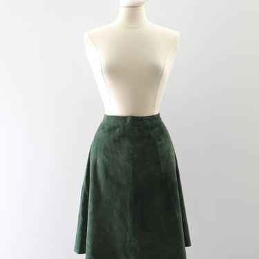 Vintage Green Suede Leather Skirt