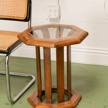 70’s Oak Hexagon End Table