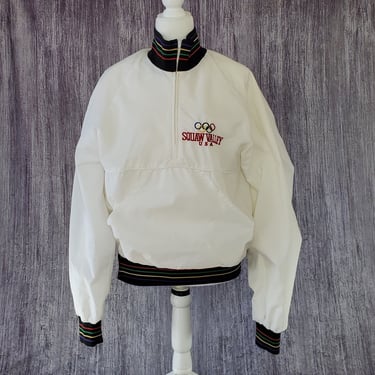 Olympic Squaw Valley USA White Puffy Jacket 1/4 Zip Opti Sportswear Men's Large 