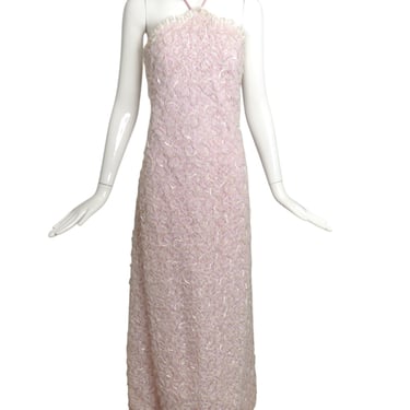 ESTHER WOLF- 1960s White Sequin Lace Evening Gown, Size 4