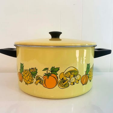 cera pot イエロー Vintage Cera-Met Enamel Yellow Dutch Oven Mustard Butterscotch