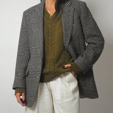 80's Gray Houndtooth Wool Blazer