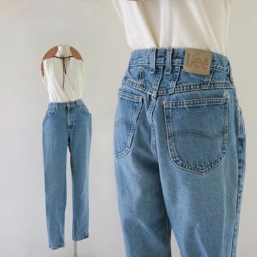 worrrn lee jeans - 27 - vintage 90s womens blue jeans high waist high waisted distressed size small denim pants 