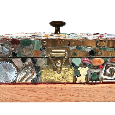 Vintage OOAK Hand Crafted Collage Trinket Keepsake Box, Steampunk Wooden Jewelry Box 