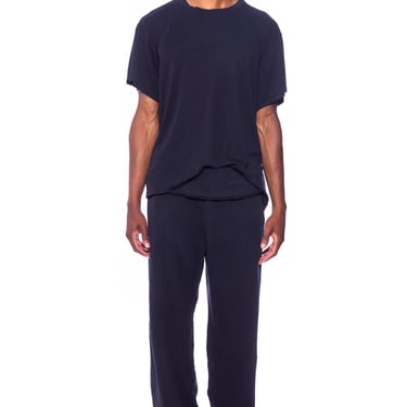 FOLD OVER SWEATPANTS IN BLACK TERRY (MENS)