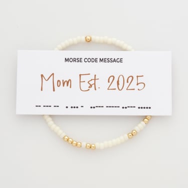 Mom Est. 2025 Morse Code Bracelet, Mother's Day Gift for Her, Gift For New Mom, Baby Shower Gift for Mom, Birthday Gift For Friend 