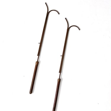antique copper candle lighters, a pair 