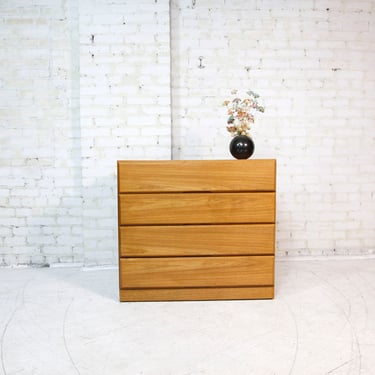 Vintage MCM small teak bachelor chest of drawers by Dixie Furniture SCOVA | Free delivery in NYC and Hudson Valley areas 