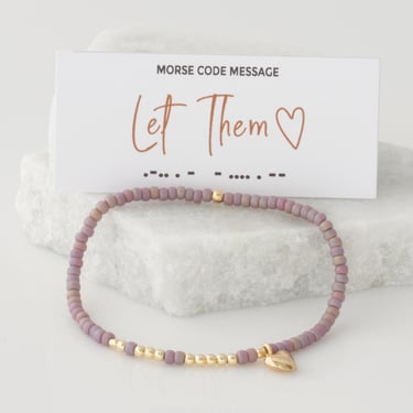 Let Them Morse Code Bracelet By LEILA Jewelry Shop, Beaded Stretch Bracelet with a Hidden Message, Inspirational Jewelry 