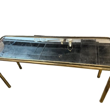 Mid Century Brass Tube Glass Top Buffet Console Table EK221-140